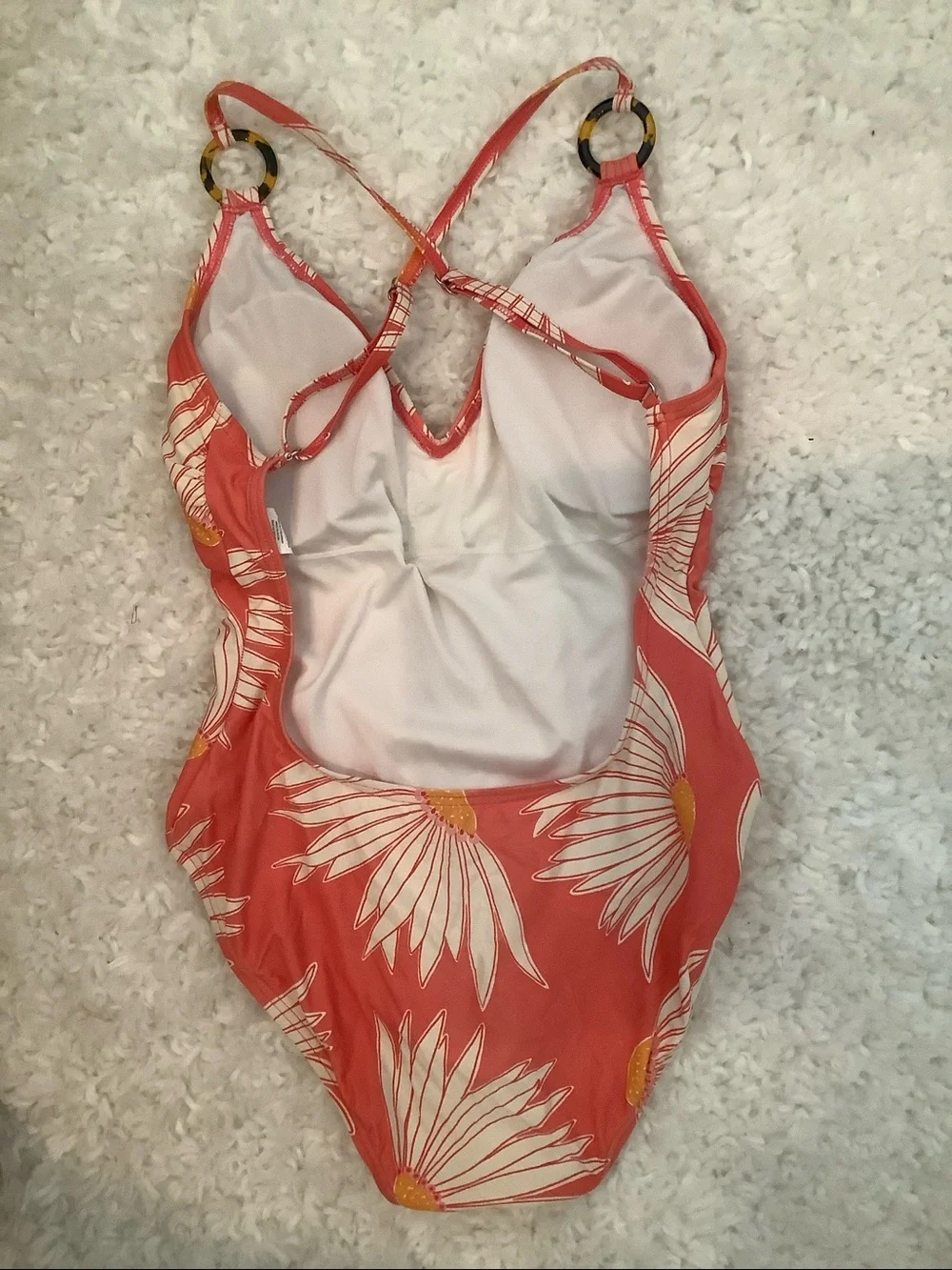 Kate Spade falling flower v neck cross back one piece swimsuit